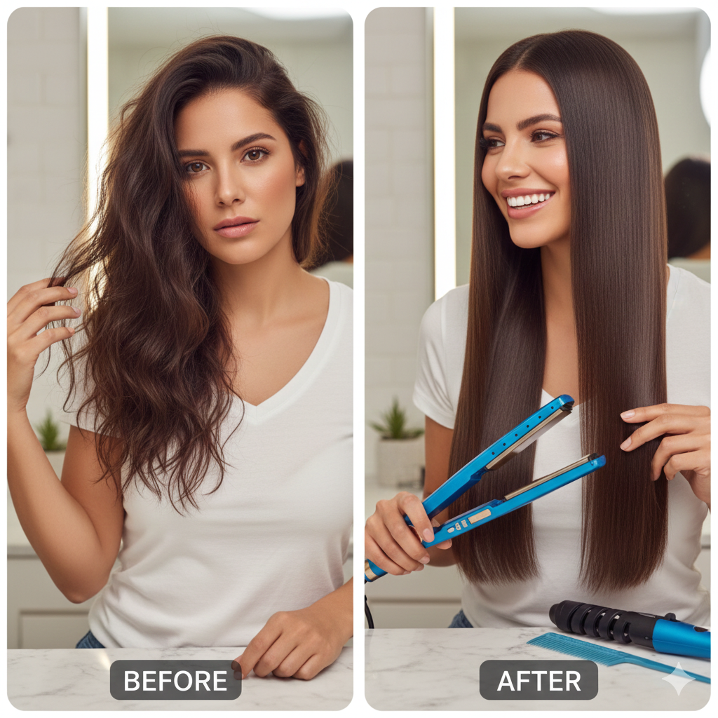 LuxeStyler® - Combo Plancha, Rizador y Peine de Cabello