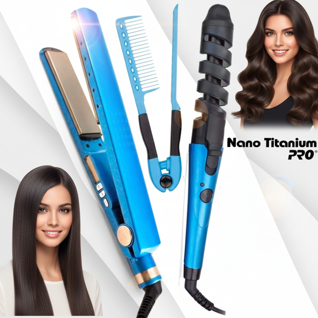 LuxeStyler® - Combo Plancha, Rizador y Peine de Cabello